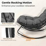 Outdoor Papasan Rocking Chair with Thick Cushion and Pads