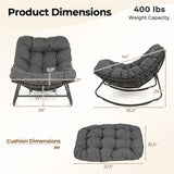 Outdoor Papasan Rocking Chair with Thick Cushion and Pads