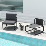 Outdoor Patio Chairs Set of 2 with Removable Cushions and Adjustable Foot Pads-Gray