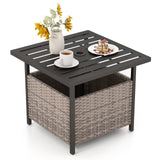 Outdoor Patio Rattan Wicker Steel Side Deck Table