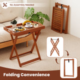 Outdoor Patio Solid Wood Tray Table with Removable Top No Assembly Required