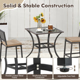 28.5 Inch Outdoor Patio Square Glass Top Table with Rattan Edging