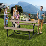 HDPE Outdoor Picnic Table Bench Set with Metal Base