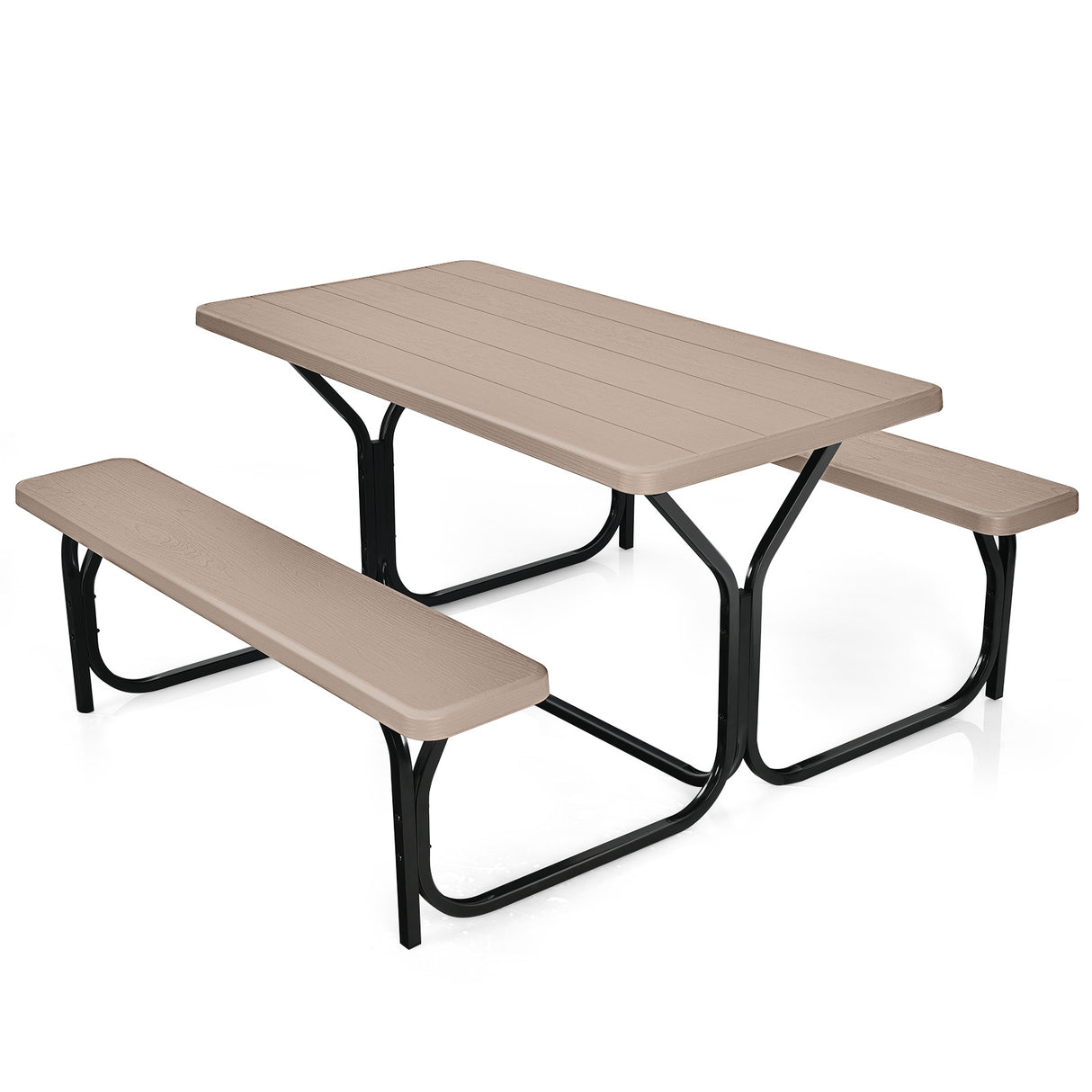 HDPE Outdoor Picnic Table Bench Set with Metal Base