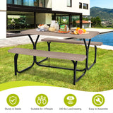 HDPE Outdoor Picnic Table Bench Set with Metal Base