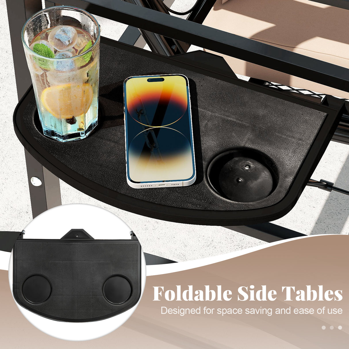 Outdoor Porch Swing with Stand and 2 Trellises for Adults-Black