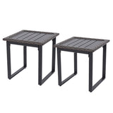 Outdoor Rattan Side Table with Slatted Tabletop and PE Rattan Finish-2/Finish-1 Pieces/Piece