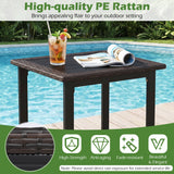 Outdoor Rattan Side Table with Slatted Tabletop and PE Rattan Finish-2/Finish-1 Pieces/Piece