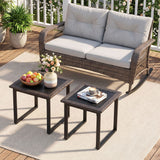 Outdoor Rattan Side Table with Slatted Tabletop and PE Rattan Finish-2/Finish-1 Pieces/Piece