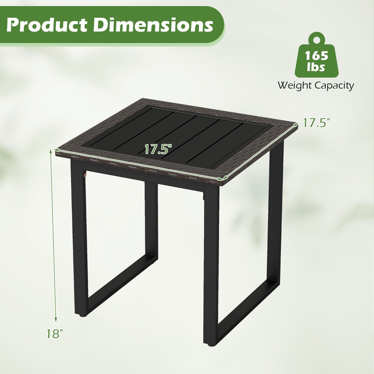 Outdoor Rattan Side Table with Slatted Tabletop and PE Rattan Finish-2/Finish-1 Pieces/Piece