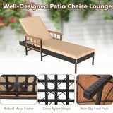 Outdoor Reclining Lounger Chair with 4-Level Adjustable Backrest-Beige