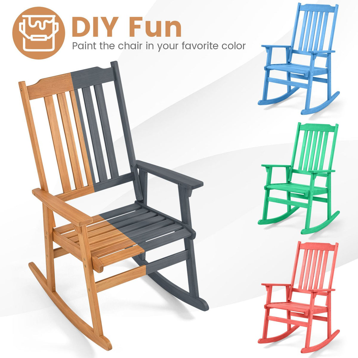 Outdoor Rocking Chair Single Rocker for Patio Deck