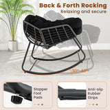 Outdoor Rocking Chair Oversized Patio PE Wicker Egg Chair with Cushion