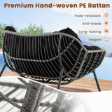 Outdoor Rocking Chair Oversized Patio PE Wicker Egg Chair with Cushion