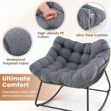 Outdoor Rocking Chair Oversized Patio PE Wicker Egg Chair with Cushion