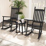 High-Back Acacia Wood Outdoor Rocking Chair with Solid Rocking Base