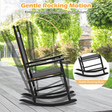 High-Back Acacia Wood Outdoor Rocking Chair with Solid Rocking Base