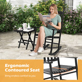 High-Back Acacia Wood Outdoor Rocking Chair with Solid Rocking Base