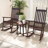 High-Back Acacia Wood Outdoor Rocking Chair with Solid Rocking Base