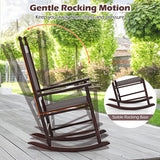 High-Back Acacia Wood Outdoor Rocking Chair with Solid Rocking Base