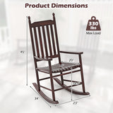 High-Back Acacia Wood Outdoor Rocking Chair with Solid Rocking Base