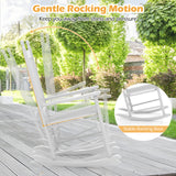 High-Back Acacia Wood Outdoor Rocking Chair with Solid Rocking Base