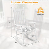 High-Back Acacia Wood Outdoor Rocking Chair with Solid Rocking Base