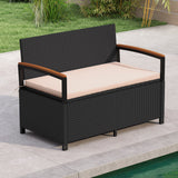 Outdoor Storage Bench Deck Box Patio Furniture with Cushion