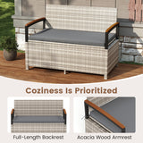 Outdoor Storage Bench Deck Box Patio Furniture with Cushion