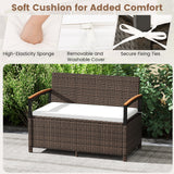 Outdoor Storage Bench Deck Box Patio Furniture with Cushion-White