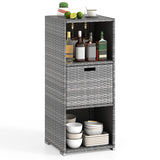 Outdoor Storage Cabinet Patio Wicker Organizer with Drawer