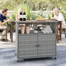 Outdoor Storage Cabinet with Acacia Wood Top and Lockable Wheels