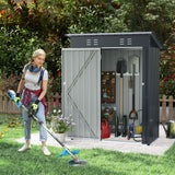 5 x 3 Feet Outdoor Storage Shed with Sloped Roof and Lockable Door-Gray