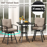 Outdoor Swivel Bar Stools Set of 2 Bar Height Patio Chairs with High Backrest