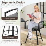 Outdoor Swivel Bar Stools Set of 2 Bar Height Patio Chairs with High Backrest