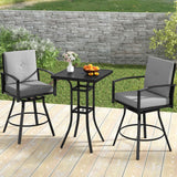 Outdoor Swivel Bar Stools Set of 2 Bar Height Patio Chairs with High Backrest