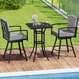 Outdoor Swivel Bar Stools Set of 2 Bar Height Patio Chairs with High Backrest