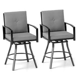 Outdoor Swivel Bar Stools Set of 2 Bar Height Patio Chairs with High Backrest