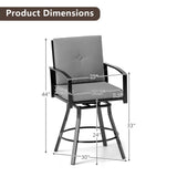 Outdoor Swivel Bar Stools Set of 2 Bar Height Patio Chairs with High Backrest