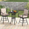 Outdoor Swivel Bar Stools Set of 2 Bar Height Patio Chairs with High Backrest