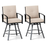 Outdoor Swivel Bar Stools Set of 2 Bar Height Patio Chairs with High Backrest