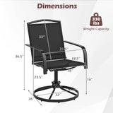 Outdoor Swivel Chairs Set of 2 with High Back and Breathable Seat