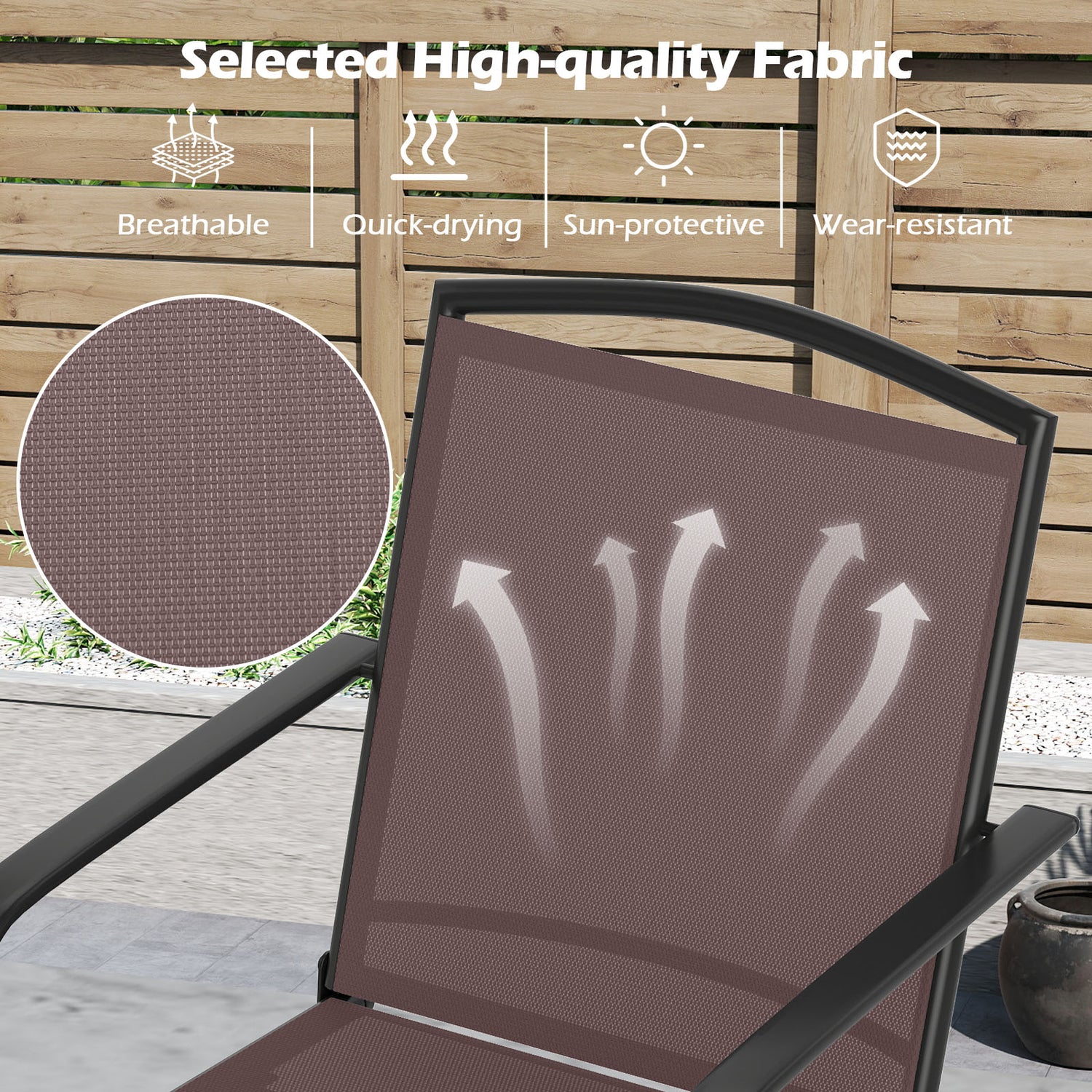 Outdoor Swivel Chairs Set of 2 with High Back and Breathable Seat