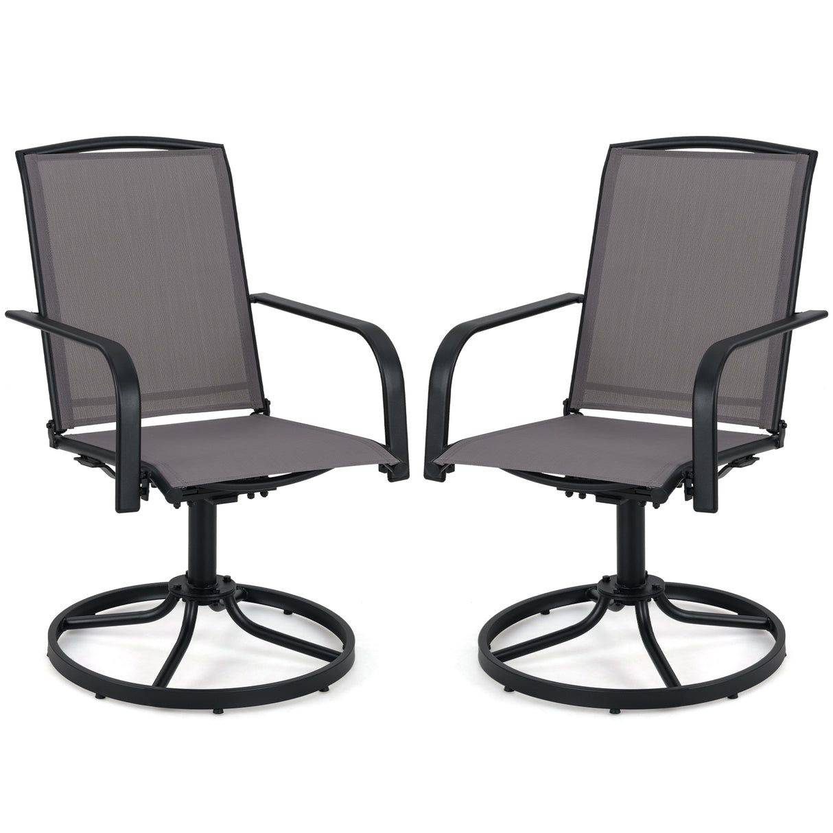 Outdoor Swivel Chairs Set of 2 with High Back and Breathable Seat