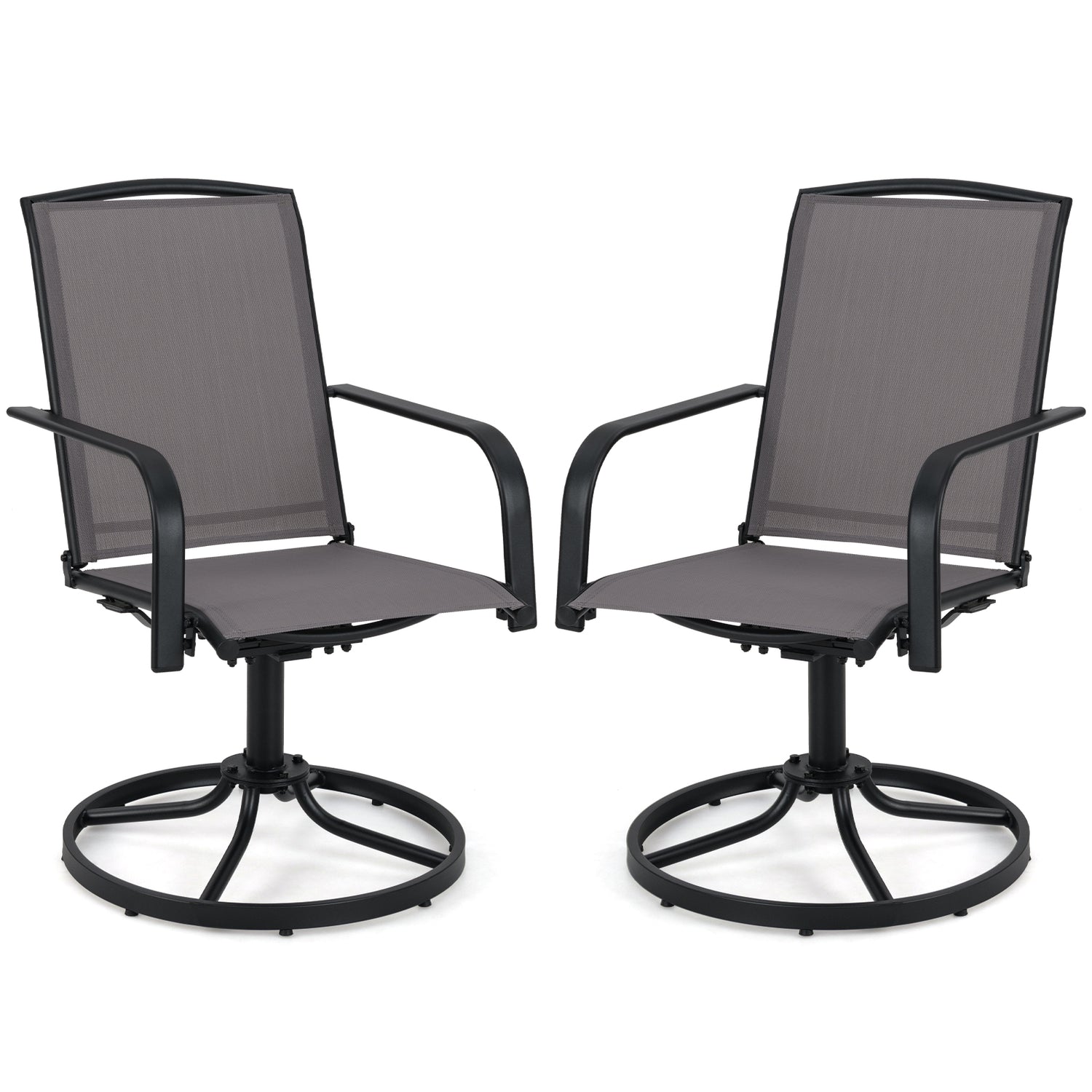 Outdoor Swivel Chairs Set of 2 with High Back and Breathable Seat