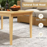 20 Inch x 35.5 Inch Outdoor Teak Wood Coffee Table with Slatted Tabletop for Balcony