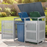 Outdoor Trash Can Storage Shed for 2 Bins with Gas Struts