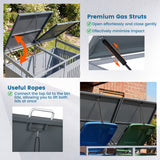 Outdoor Trash Can Storage Shed for 2 Bins with Gas Struts