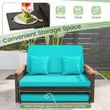 Outdoor Wicker Daybed with Folding Panels and Storage Ottoman