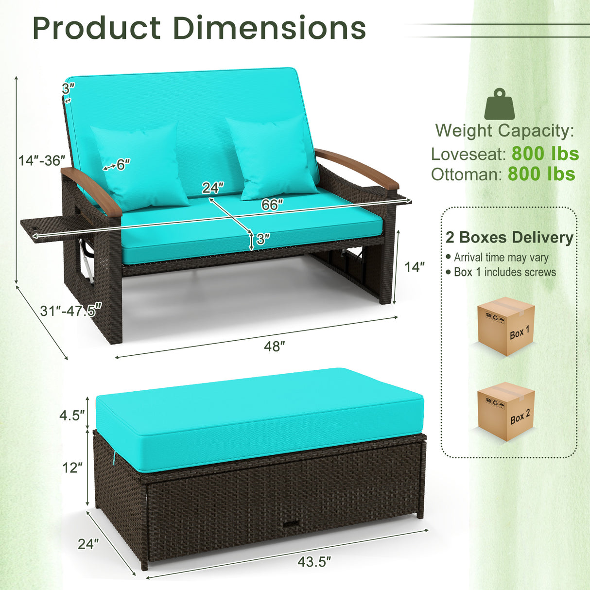 Outdoor Wicker Daybed with Folding Panels and Storage Ottoman